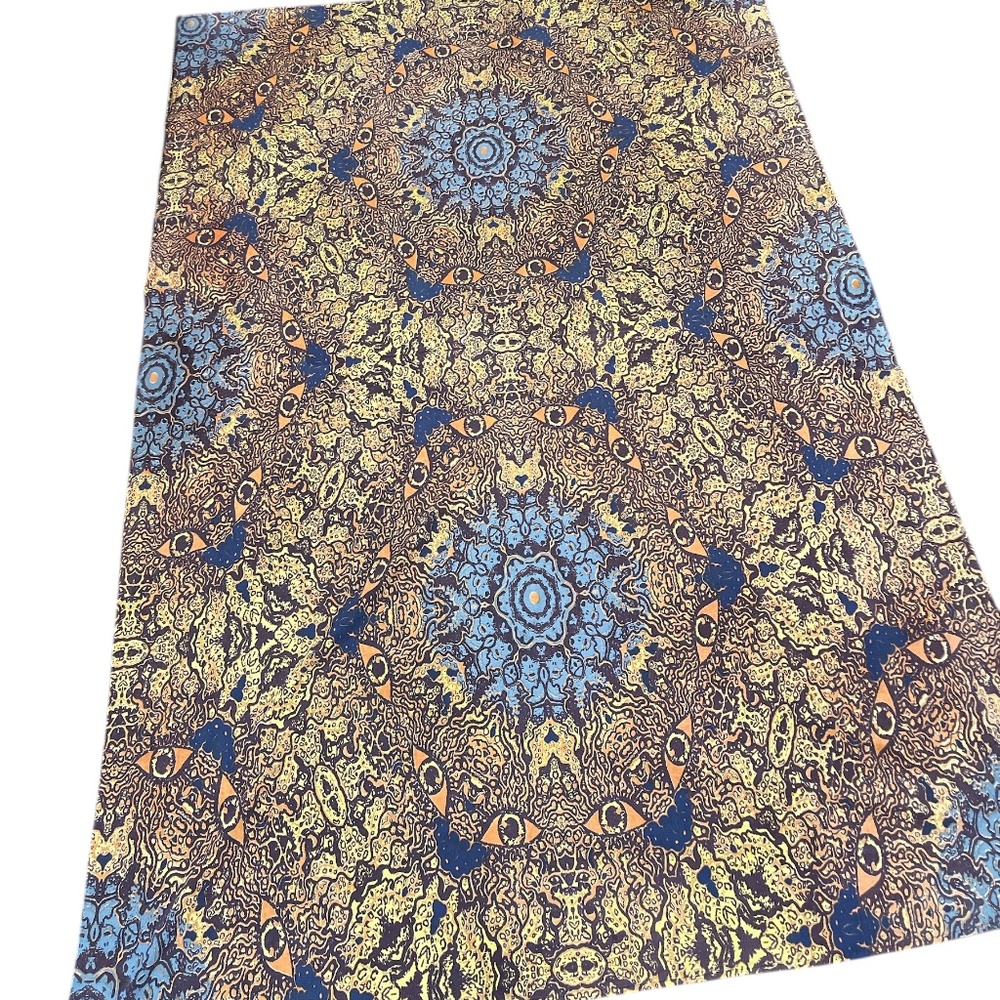 Sunshine Joy Brown, Blue & Yellow Abstract Festival Tapestry